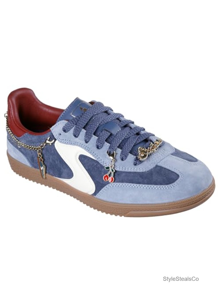 Pigskin Suede Lace-Up Sneakers, Air Cooled Memory Foam, Removable Charms